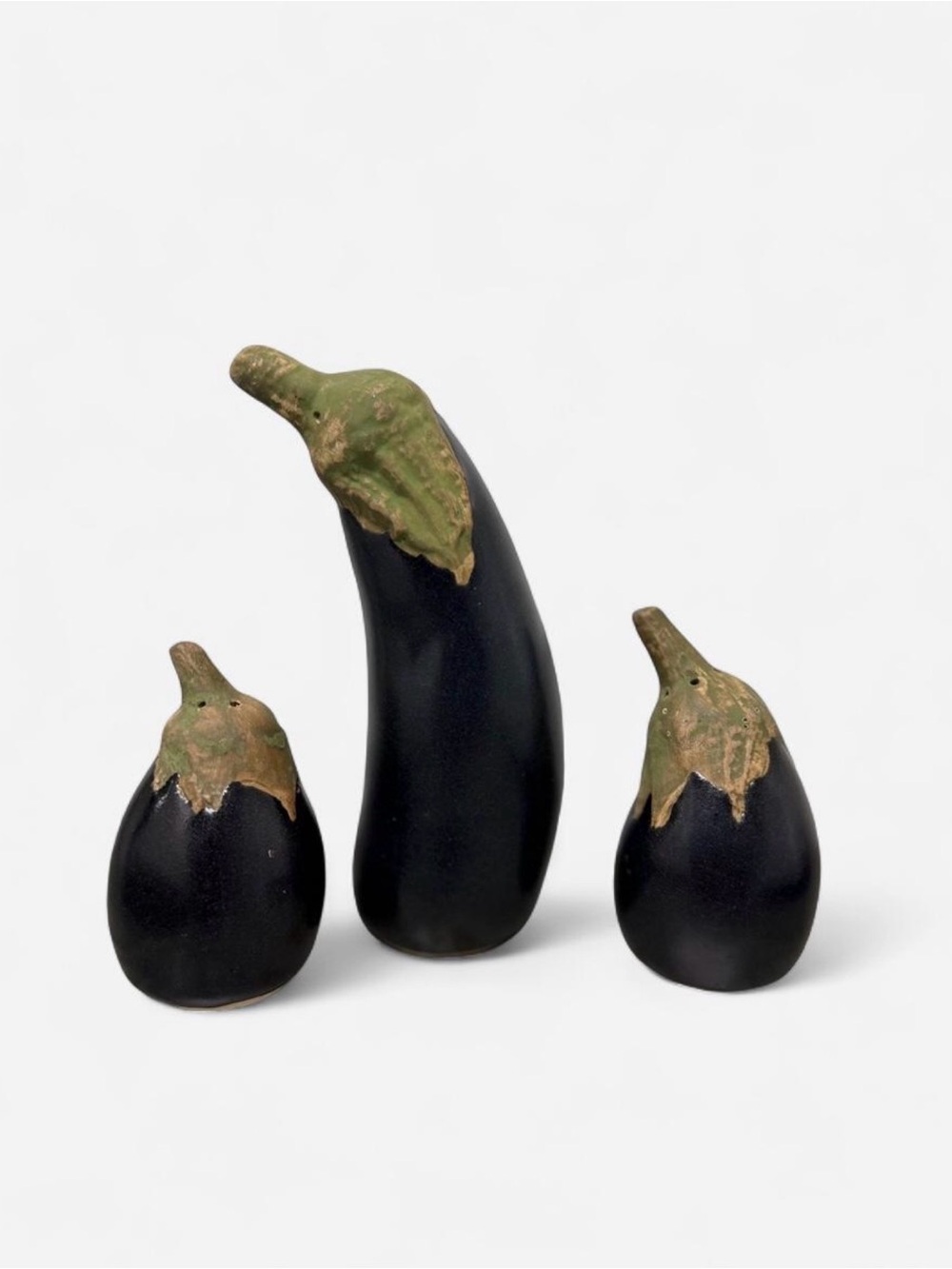 patricia garett ceramic eggplant salt and pepper shakers